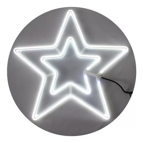 Estrela Neon Grande 60 Cm Branco Frio 8 Funções Natal 220v