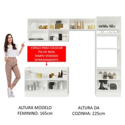 Armário de Cozinha Completa 270cm Branco Branco Veludo Lux Madesa 01 - 6