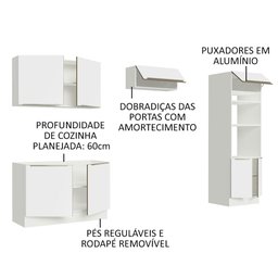 Armário de Cozinha Completa 270cm Branco Branco Veludo Lux Madesa 01 - 5