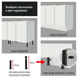 Armário de Cozinha Completa 270cm Branco Branco Veludo Lux Madesa 01 - 9
