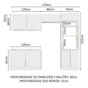 Ver imagem 4 de Armário de Cozinha Completa 270cm Branco Branco Veludo Lux Madesa 01