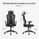 Ver imagem 6 de Cadeira de Escritório Giratória Presidente Verte Tela com Apoio de Cabeça e Braço Regulável Preto