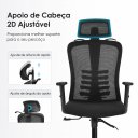 Ver mais imagens de Cadeira de Escritório Giratória Presidente Verte Tela com Apoio de Cabeça e Braço Regulável Preto