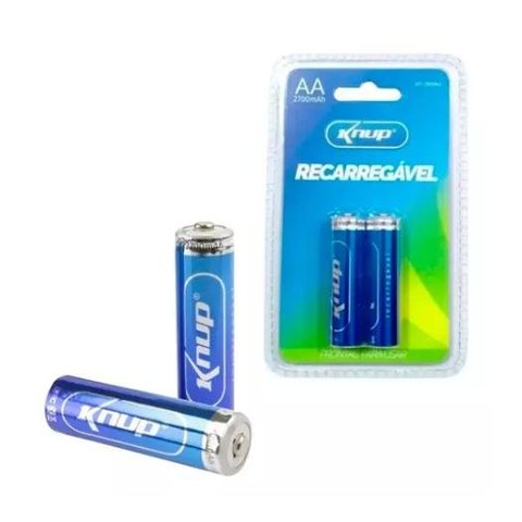 Pilha Recarregável Aa 2700mah Cartela 2 Und Knup