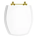 Ver imagem 1 de Tampa de Vaso Poliester Thema Branco para bacia Incepa Com Ferragem Dourada