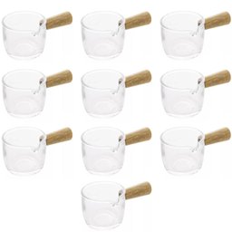 10 Molheiras Cremeira de Vidro 100ml Cabo de Bambu Lyor Caldas Mesa Posta Molhos Shoyu - 1