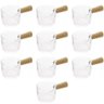 10 Molheiras Cremeira de Vidro 100ml Cabo de Bambu Lyor Caldas Mesa Posta Molhos Shoyu - 1