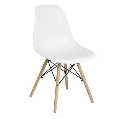 Cadeira Eiffel com Base de Madeira Branca - Mor 009401