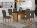 Ver imagem 1 de Conjunto Sala de Jantar Lara 1,80m com 6 Cadeiras Clara Plus Cinamomo/Chumbo/Joli Chumbo