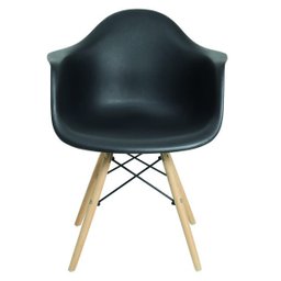 Cadeira Eiffel com Base Madeira com Braços Preta - Mor 9404 - 4