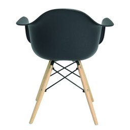 Cadeira Eiffel com Base Madeira com Braços Preta - Mor 9404 - 3