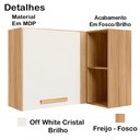 Ver imagem 2 de Armario Aereo Canto 89 Cm 16984 Freijo Off White Cristal Nicioli