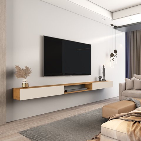 Rack Suspenso Star para TV até 84 Polegadas MDF/MDP 218 com 2 Portas