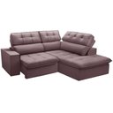 Ver imagem 1 de Sofá 3 Lugares Retrátil Reclinável Chaise Direito 243cm Solin F04 Veludo Lilás - Lyam Decor