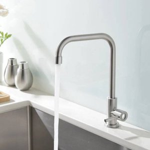 Lux Torneira de Bancada Retangular Aço Escovado 1/4 Volta