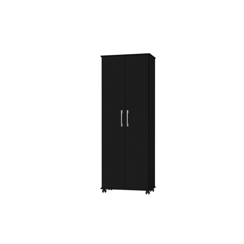Armário Arezo Organizador Multiuso 2 Portas Com Rodinhas:Black
