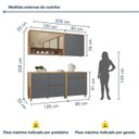 Ver imagem 5 de Cozinha 4 Peças Condessa 7 Portas 100% MDF Cinza/Carvalho Titânio
