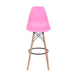 Banqueta Rosa - Base Madeira - 2