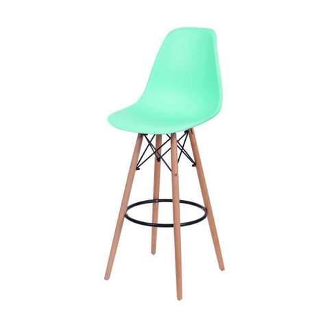 Banqueta Verde Tiffany - Base Madeira