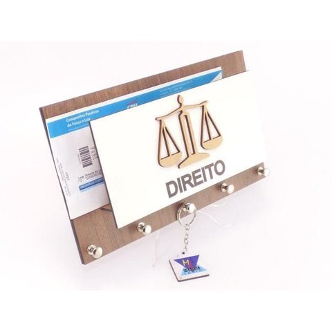 Porta Chaves e Cartas Profissões Direito em MDF Madeirado
