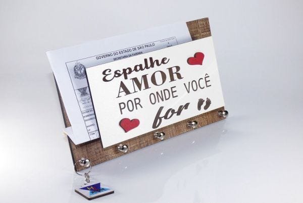 Porta Chaves E Cartas Espalhe Amor - 3