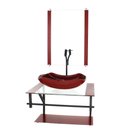 Ver imagem 1 de GABINETE DE VIDRO PARA BANHEIRO 60CM AP CUBA ABAULADA VERMELHO CEREJA COM TORNEIRA PRETA