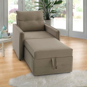Poltrona Icaria 3 em 1 Poltrona Chaise Cama 85cm Bege Estofama