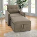 Ver imagem 1 de Poltrona Icaria 3 em 1 Poltrona Chaise Cama 85cm Bege Estofama