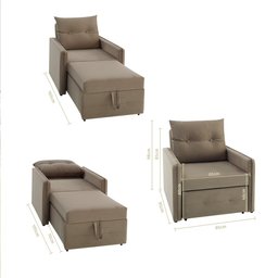 Poltrona Icaria 3 em 1 Poltrona Chaise Cama 85cm Bege Estofama - 2