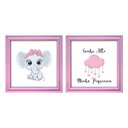 Ver imagem 4 de Kit 2 Quadro Infantil Elefanta Menina 2