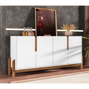 Buffet Aparador Sala Lizz 170cm Branco Marrom Cedro Casa D