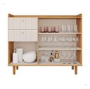 Ver imagem 3 de Aparador Buffet 2 Portas Vidro Lena MDF Marrom Off White:Nature/Off White