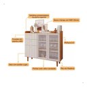 Ver imagem 5 de Aparador Buffet 2 Portas Vidro Lena MDF Marrom Off White:Nature/Off White