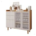 Ver imagem 2 de Aparador Buffet 2 Portas Vidro Lena MDF Marrom Off White:Nature/Off White
