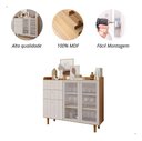 Ver imagem 4 de Aparador Buffet 2 Portas Vidro Lena MDF Marrom Off White:Nature/Off White