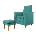 Ver imagem 1 de Poltrona de Amamentação Quarto Infantil com Puff Kate Pés Palito Suede Azul Turquesa - New Belle Pol