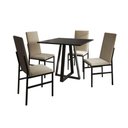 Ver imagem 4 de Conjunto de Jantar Mesa Mônaco Premium 90cm Preta com 4 Cadeiras Estofadas Bege Preto