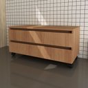 Ver imagem 1 de Balcão Gabinete para Banheiro 80cm com Rodízio e 2 Gavetas Bn3603 Amêndoa