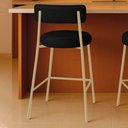 Ver imagem 1 de Banqueta Cozinha Alta com Encosto Industrial Champanhe Londres Pu D03 - D'Rossi