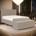 Ver imagem 1 de Cabeceira Nashira e Calçadeira Baú Navi 195 para Cama King Z-006 Sued Capuccino Aradecor