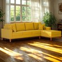Ver imagem 2 de Sofá 4 Lugares Beny com Chaise Direito Suede Amarelo