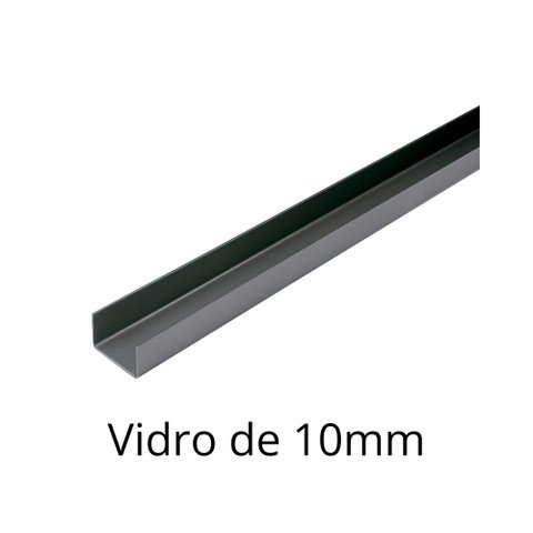 Perfil U Inox - Vidro de 10mm - Polido - 50cm