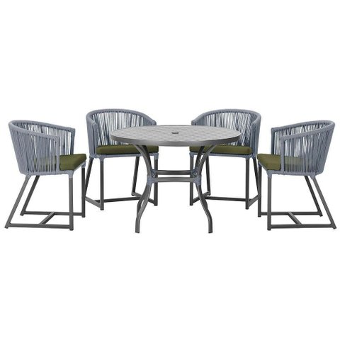 Mesa com 4 Cadeiras e Noronha Estofado 13 Trama Original Prata