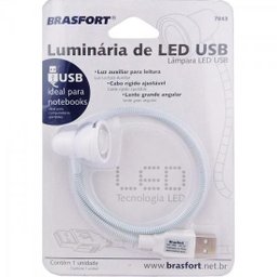 Luminária LED Usb Branca Brasfort - 4 Luminária LED Usb Branca Brasfort - 4