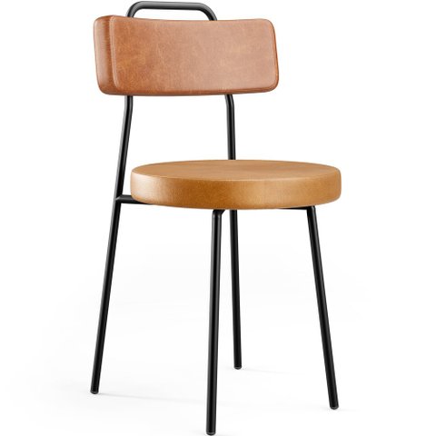 Cadeira Decorativa Estofada Para Sala De Jantar Barcelona L02 Couríssimo Camel Whisky - Lyam Lyam De