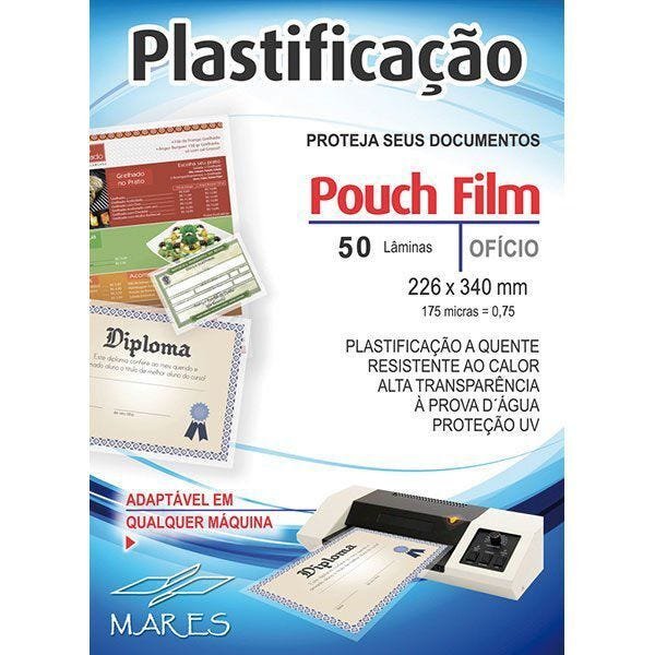 Plastico para Plastificação Pouch Film Oficio 226x340 0,07 Conj/50 Mares - 2
