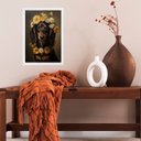 Ver imagem 2 de Quadro Dachshund Coroa de Flores 24x18cm - com Vidro:moldura Preta