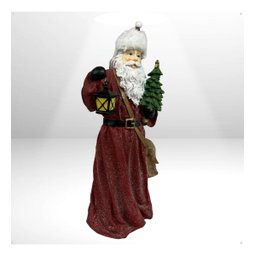 Figura Natalina Papai Noel com Árvore Natalina Resina 40cm - 3
