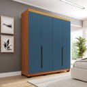 Ver imagem 1 de Guarda-Roupa Casal 4 Portas Bater Madrid Azul/Freijó