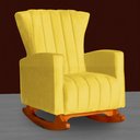 Ver imagem 2 de Poltrona Balanço C/ Puff Melinda Suede Amarelo - Lm Decor
